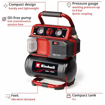 Einhell akumulatorski kompresor 5l TE-AC 18/75 Li OF Solo 4020410-3