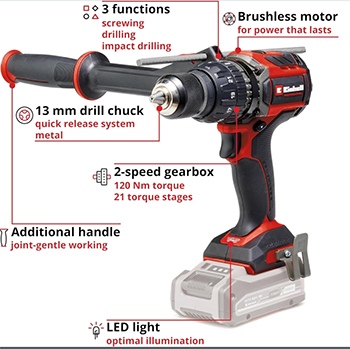 Einhell PROFESSIONAL akumulatorska udarna bušilica TP-CD 18/120 Li-i BL - Solo 4514310 Einhell PROFESSIONAL akumulatorska udarna bušilica TP-CD 18/120 Li-i BL - Solo 4514310