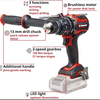 Einhell PROFESSIONAL akumulatorska udarna bušilica TP-CD 18/120 Li-i BL + Einhell starter kit Power X-Change 18V 2,5 Ah-1 Einhell PROFESSIONAL akumulatorska udarna bušilica TP-CD 18/120 Li-i BL + Einhell starter kit Power X-Change 18V 2,5 Ah-1