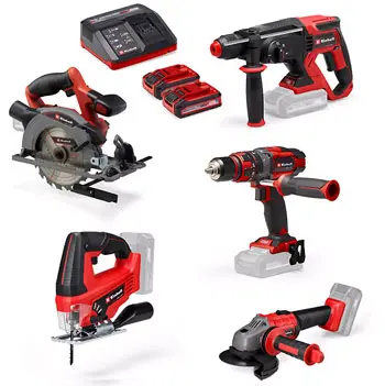 Einhell TE-TK 18/5 +2 set 5 akumulatorskih alata 18V, 2x3,0 Ah + 4 A punjač