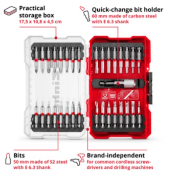 Einhell set bitova 50mm M-Case 1/4 Einhell set bitova 50mm M-Case 1/4