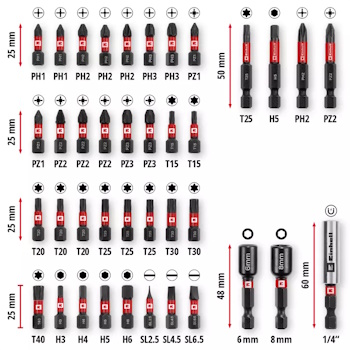 Einhell M-CASE set Impaktor nastavaka i nasadnih ključeva E6.3 1/4 Einhell M-CASE set Impaktor nastavaka i nasadnih ključeva E6.3 1/4