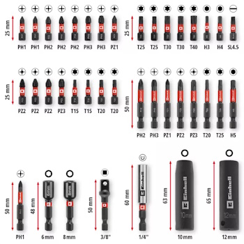 Einhell M-CASE set Impaktor nastavaka i nasadnih ključeva E6.3 1/4 Einhell M-CASE set Impaktor nastavaka i nasadnih ključeva E6.3 1/4