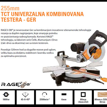 Evolution univerzalna kombinovana testera - ger 255mm EVO-RAGE3-255DB-2