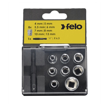 Felo set nasadnih glava sa adapterom HEX Nut 9/1 05798106