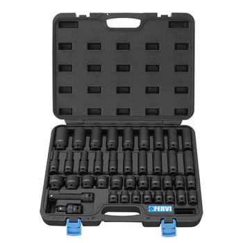 Fervi set nasadnih udarnih ključeva 1/2” kratki/dugi 40 kom 9-30mm I340 Fervi set nasadnih udarnih ključeva 1/2” kratki/dugi 40 kom 9-30mm I340