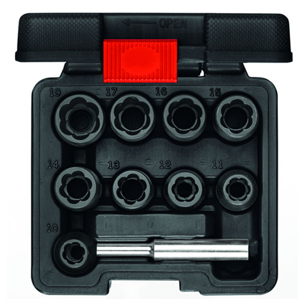 Gedore set za odvijanje oštećenih šrafova 1/2″ 10-19mm, 10del R68003010 Gedore set za odvijanje oštećenih šrafova 1/2″ 10-19mm, 10del R68003010