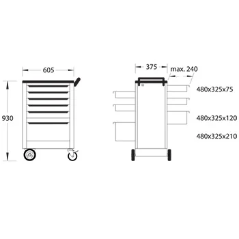 Gedore kolica za alat sa 6 dvosmernih fioka 1578 Gedore kolica za alat sa 6 dvosmernih fioka 1578