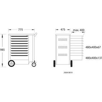 Gedore kolica za alat sa 9 fioka 2004 0810-6
