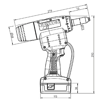 Gesipa akumulatorski pištolj za pop nitne AccuBird Pro 18V sa punjačem i 2 baterije u koferu 1432365-7