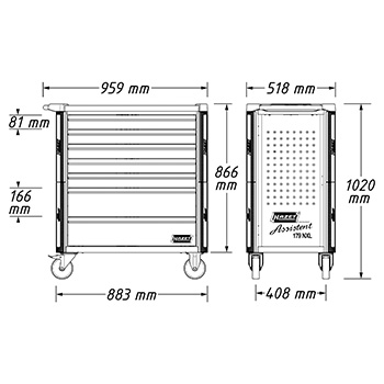 Hazet radionička kolica s 321 profesionalnim alatom 179 N XL-8/321-6