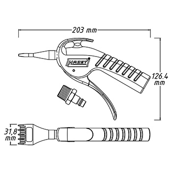Hazet pištolj za izduvavanje sa širokom mlaznicom HZ-9040P-5-5