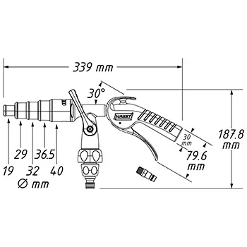 Hazet pneumatski pištolj za čišćenje sa dodacima 3 kom HZ-9048P-2/3-7