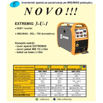 Hugong MIG/MAG Inverter Extremig 180W 988608 Hugong MIG/MAG Inverter Extremig 180W 988608
