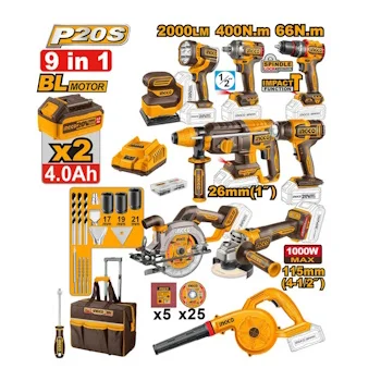 Ingco akumulatorski set alata 20V 9/1 COSLI250381E