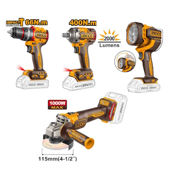 Ingco akumulatorski set alata 20V 9/1 COSLI250381E Ingco akumulatorski set alata 20V 9/1 COSLI250381E