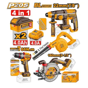 Ingco set aku alata 4/1 2x4.0Ah COSLI250695E