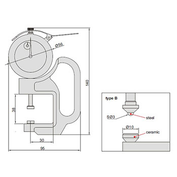 Insize merač debljine sa satom i polugom IN2366-30B-1