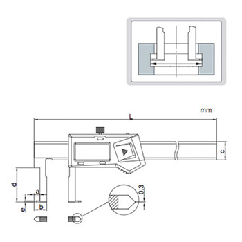 Insize merilo pomično digitalno za unutrašnje žljebove IN1120-150A-1