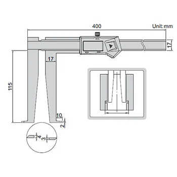 Insize digitalno pomično merilo za unutrašnje žljebove 25-300mm IN1178-300-1