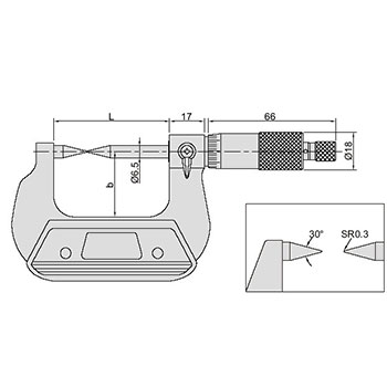 Insize mikrometar sa šiljatim vrhom 0-25mm IN3230-25A-1