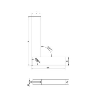 Insize ugaonik sa kosim ivicama i naslonom 100x70mm 4795-100 Insize ugaonik sa kosim ivicama i naslonom 100x70mm 4795-100