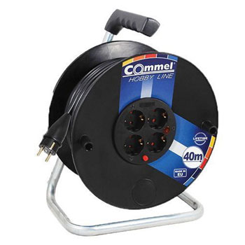 Commel kablovska motalica sa 40m kabla na plastičnom bubnju 280mm H05VV-F 3G2,5 C0961 Commel kablovska motalica sa 40m kabla na plastičnom bubnju 280mm H05VV-F 3G2,5 C0961