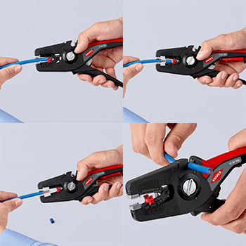 Knipex komplet za krimpovanje: samopodešavajuća krimp klešta + klešta za skidanje izolacije PreciStrip16 sa izolovanim hilznama 97 90 15 Knipex komplet za krimpovanje: samopodešavajuća krimp klešta + klešta za skidanje izolacije PreciStrip16 sa izolovanim hilznama 97 90 15