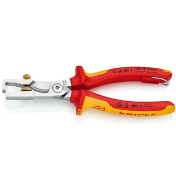 Knipex Strix klešta za skidanje izolacije 1000V VDE 180mm sa mogućnošću kačenja 13 66 180 T Knipex Strix klešta za skidanje izolacije 1000V VDE 180mm sa mogućnošću kačenja 13 66 180 T
