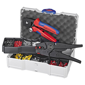 Knipex komplet za krimpovanje: samopodešavajuća klešta + klešta za skidanje izolacije sa izolovanim hilznama 97 90 10 Knipex komplet za krimpovanje: samopodešavajuća klešta + klešta za skidanje izolacije sa izolovanim hilznama 97 90 10