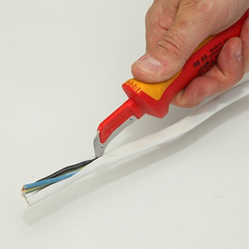 Knipex nož za električare 1000V VDE sa spljoštenim vrhom 180mm 98 55-2