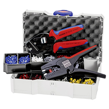 Knipex komplet za krimpovanje: samopodešavajuća krimp klešta + automatska klešta za skidanje izolacije MultiStrip sa izolovanim hilznama 97 90 17 Knipex komplet za krimpovanje: samopodešavajuća krimp klešta + automatska klešta za skidanje izolacije MultiStrip sa izolovanim hilznama 97 90 17