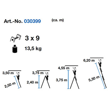 Krause Corda univerzalne merdevine 3x9 gazišta 030399-7