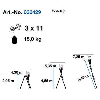 Krause Corda univerzalne merdevine 3x11 gazišta 030429-7