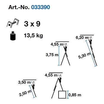 Krause Corda mnogonamenske merdevine 3x9 gazišta kontra nastavak 033390 Krause Corda mnogonamenske merdevine 3x9 gazišta kontra nastavak 033390