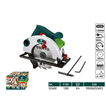 Verto kružna testera 165mm 1200W 52G682 Verto kružna testera 165mm 1200W 52G682