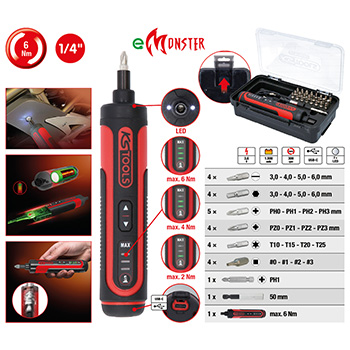 KS Tools set akumulatorski štapni odvijač eMONSTER 1/4 KS Tools set akumulatorski štapni odvijač eMONSTER 1/4