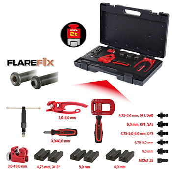 KS Tools FLAREFIX 1 univerzalni set za ivice vodova kočnica sa hidrauličnim vretenom, 16-delni 122.1290-1
