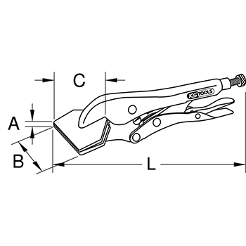 KS Tools grip klešta sa širokim ravnim čeljustima 250mm 115.1077-6