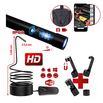 KS Tools set Wi-Fi videoskopa sa Ø 5,5 mm 0° HD sondom s prednjom kamerom, 5-delni 550.7560-1