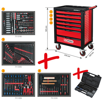 KS Tools kolica za alat RACING LINE, 7 fioka sa 515 alata 826.7515-1