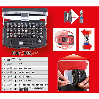 KS Tools set TORSIONpower bitova 1/4