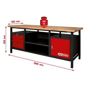 KS Tools XXL radni sto s 3 fioke i vratima 865.0201-2