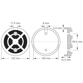 KS Tools gumena ploča za podizne platforme 07 Launch/Twin Busch/RP Tools Ø120mm 160.0469-3