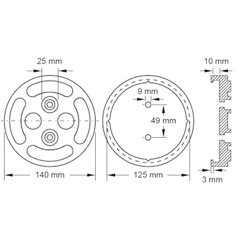 KS Tools gumena ploča za podizne platforme 09 Twin Busch Ø140mm 160.0471-3