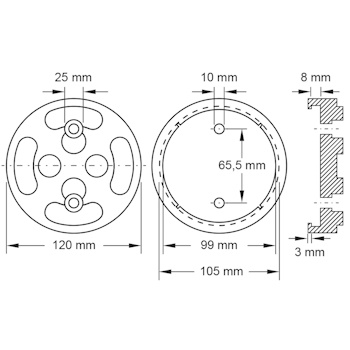 KS Tools gumena ploča za podizne platforme 11 Twin Busch Ø120mm 160.0473-3