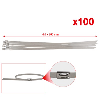 KS Tools nerđajuća čelična vezica za creva sa kuglastim zatvaračem 4.6x200 set 100/1 115.1591-1