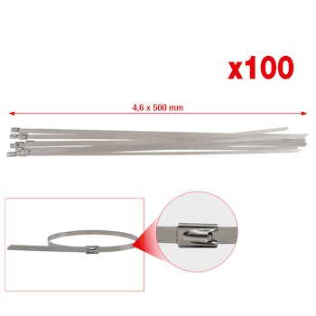 KS Tools nerđajuća čelična vezica za creva sa kuglastim zatvaračem 4.6x500 set 100/1 115.1594-1