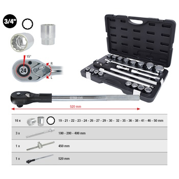 KS Tools set nasadnih ključeva 3/4 KS Tools set nasadnih ključeva 3/4