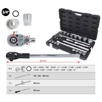 KS Tools set nasadnih ključeva 3/4 KS Tools set nasadnih ključeva 3/4